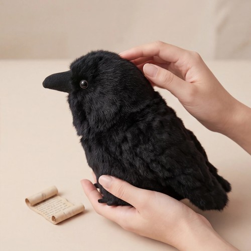 Black crow plush toy stuffed - crow,