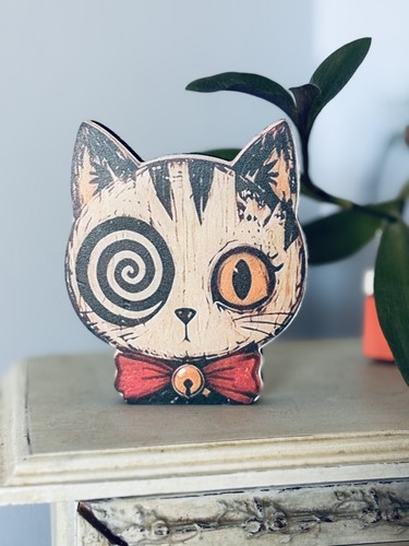 Vintage halloween wooden cat - halloween,