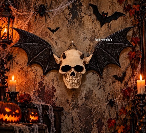 Bat skull wall - bat, plaque