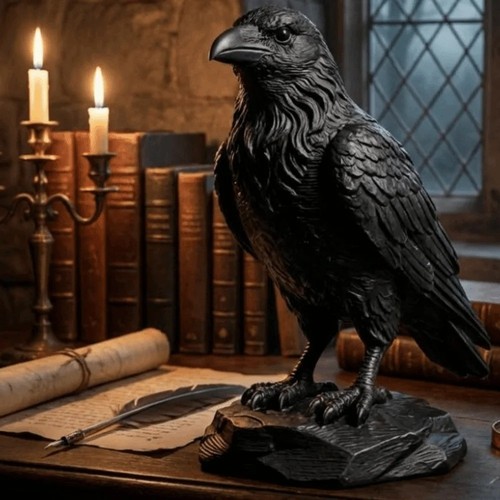 Gothic raven skull - raven, on