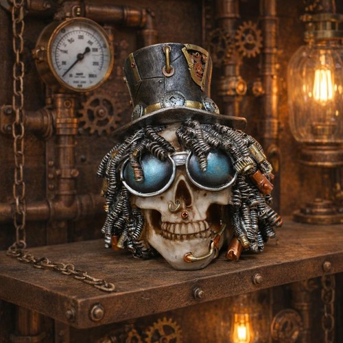 Steampunk skull ornament - steampunk,