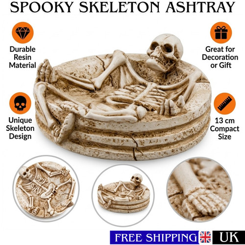 Halloween skeleton ashtray - halloween,