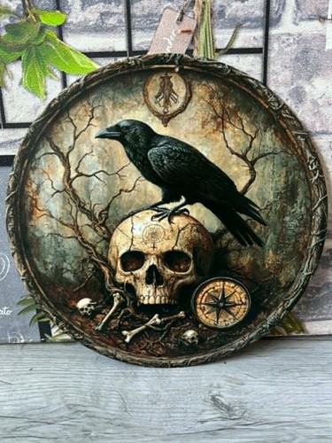 Gothic raven skull aluminium - raven,