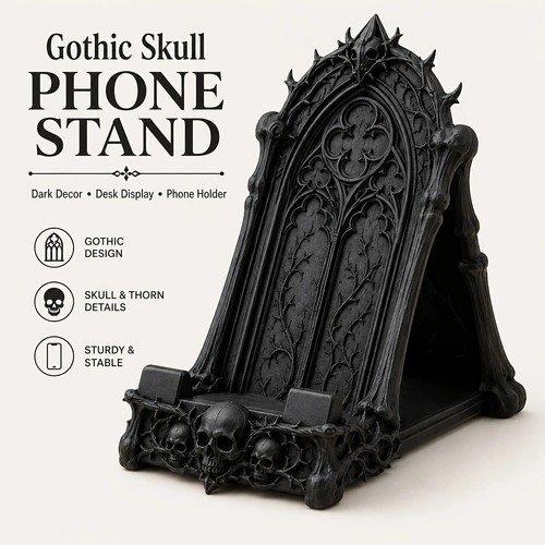 Gothic skull phone - skull, stand