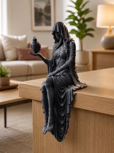 Dark hooded woman - hooded, with