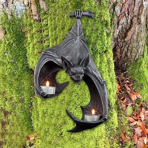 Gothic bat candle holder wall - candle,