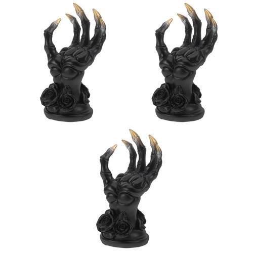 Black resin skeleton hand - resin,