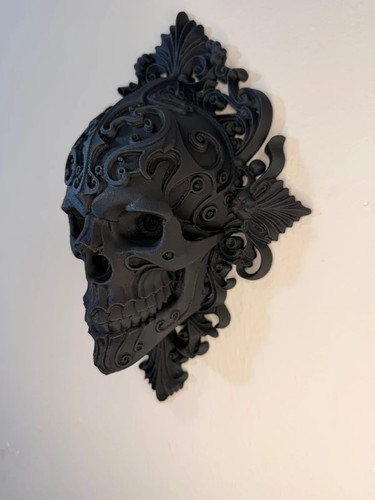 Gothic ornate skull wall - gothic,