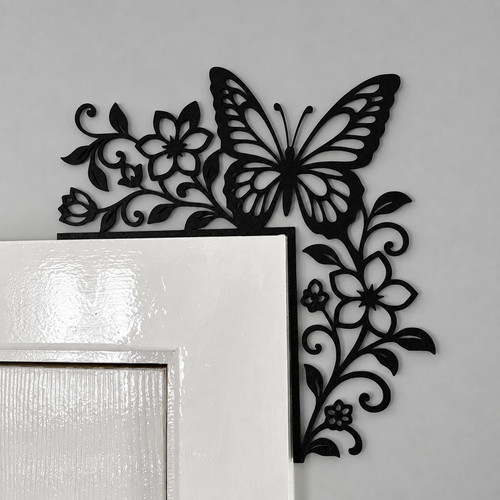 Gothic butterfly floral door - floral,