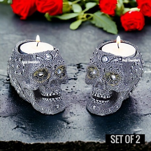 Skull candle holder ornament - skull,