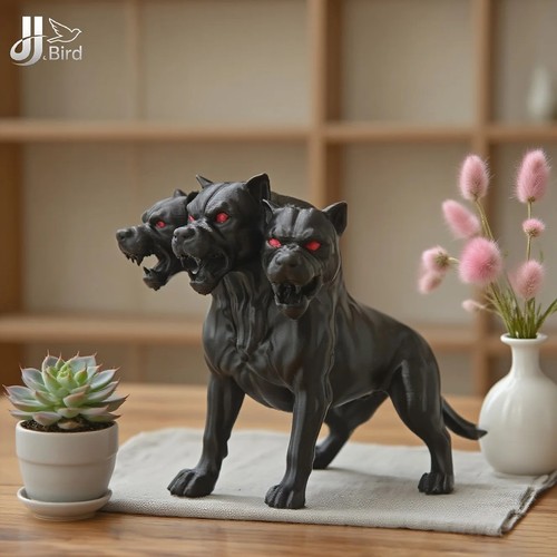 Gothic headed dog statue - dog,
