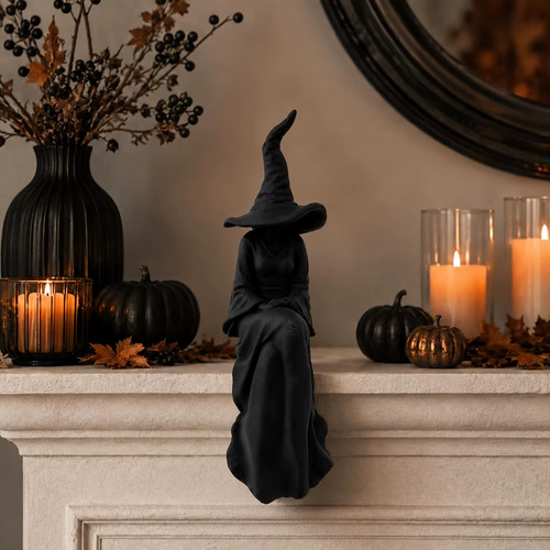 Gothic faceless witch figurine - gothic,