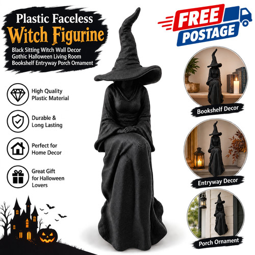 Gothic faceless witch figurine - faceless,