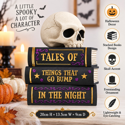 Halloween stacked books decor - halloween,