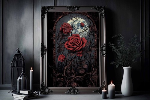 Gothic rose print - rose,