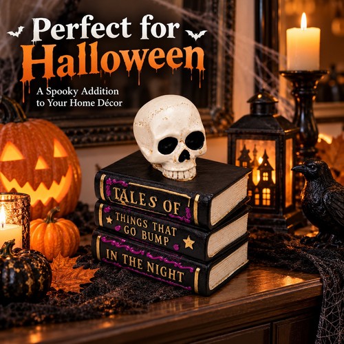Halloween skull stacked - halloween, books