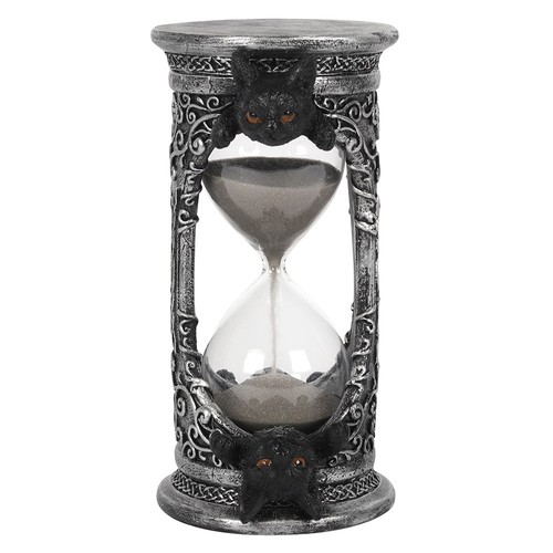 Black cat hourglass sand - hourglass, timer